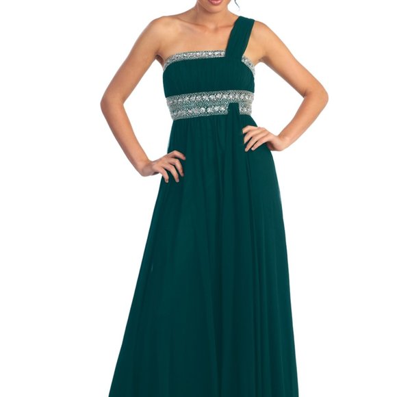One Shoulder A-Line Shape Prom Dress GSGL1015 - Picture 1 of 5